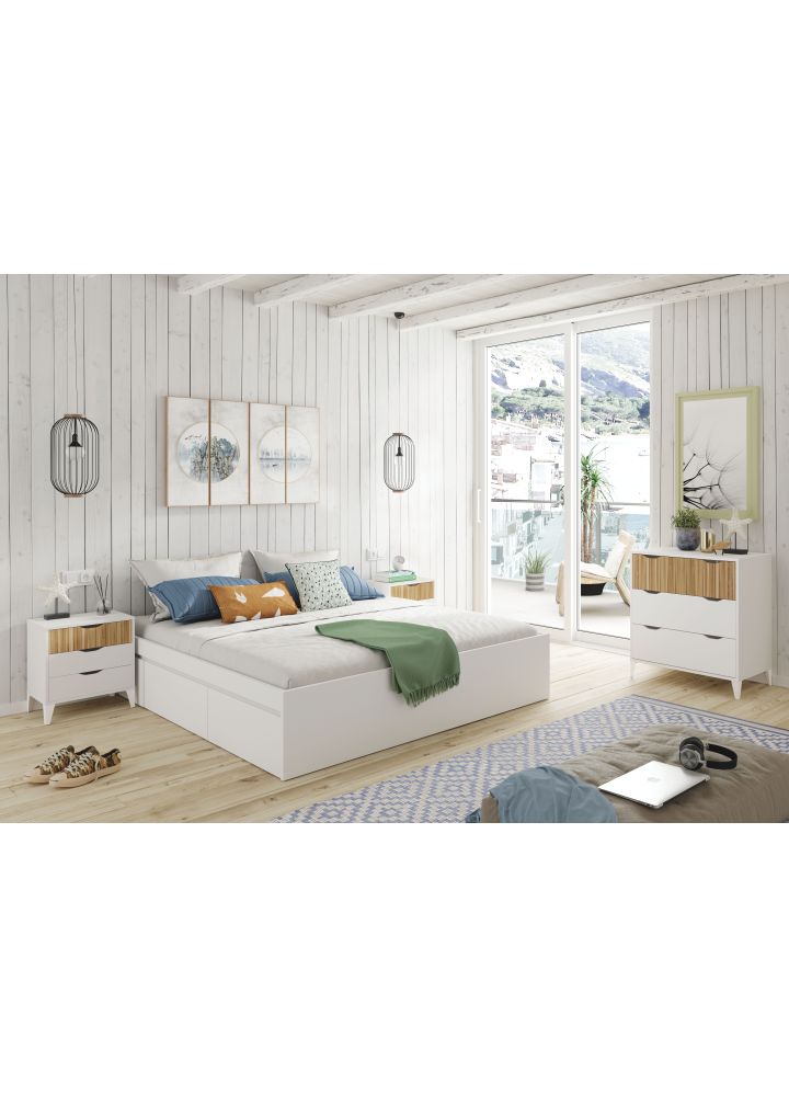Cama Mette Blanco Artik 150 × 190 cm con cajones
