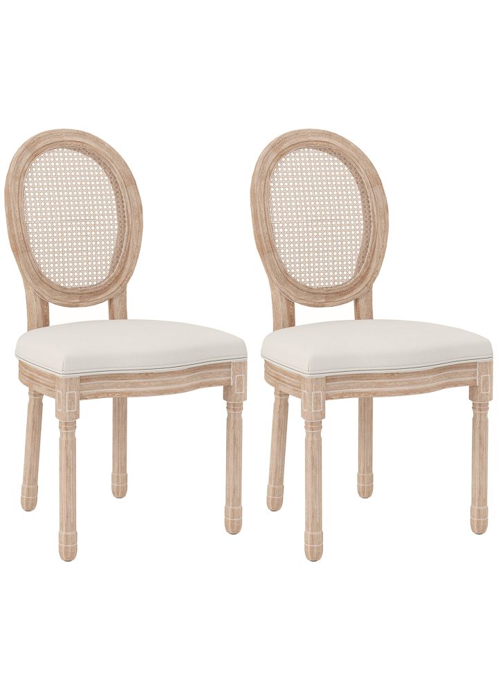 Set 2 Sillas Helsinki Vintage Rejilla Natural y Crema