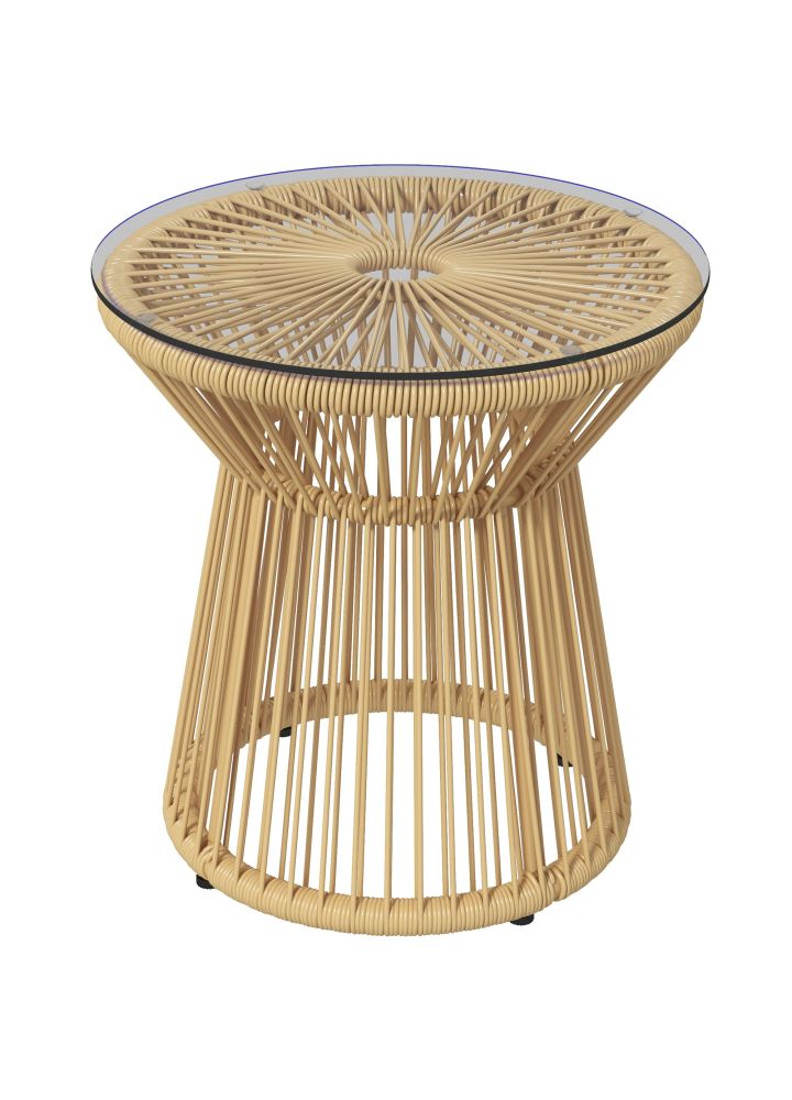 Mesa Auxiliar Odense Ratán Redonda Beige