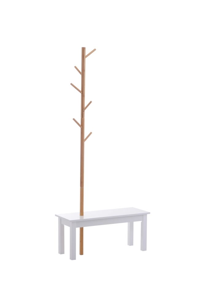 Perchero Narvik Bambú Banco Árbol 6 Ganchos