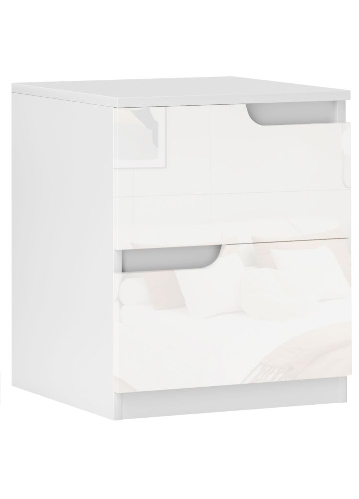 Mesita Noche Kalmar Moderna Blanco Brillante