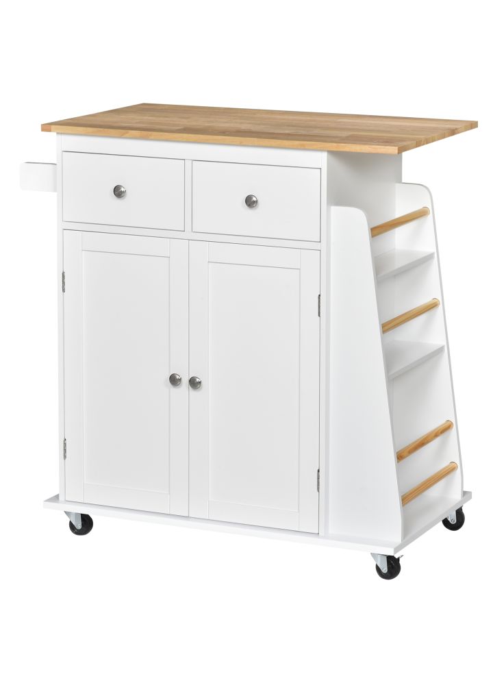 Carro Cocina Porvoo Auxiliar 2 Cajones 3 Especieros Blanco