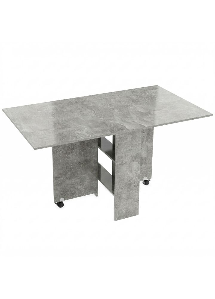 Mesa Comedor Helsingborg Plegable Estantes Gris Cemento