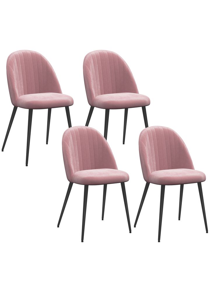 Pack 4 Sillas Kuopio Terciopelo Rosa Palo
