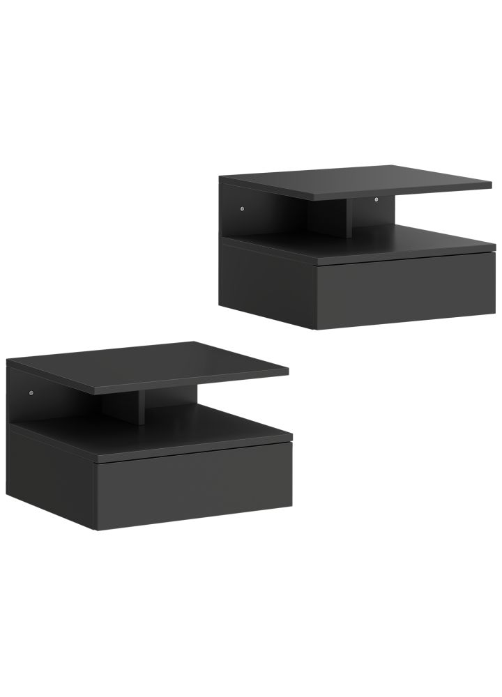 Pack 2 Mesitas Noche Visby Flotantes Negro
