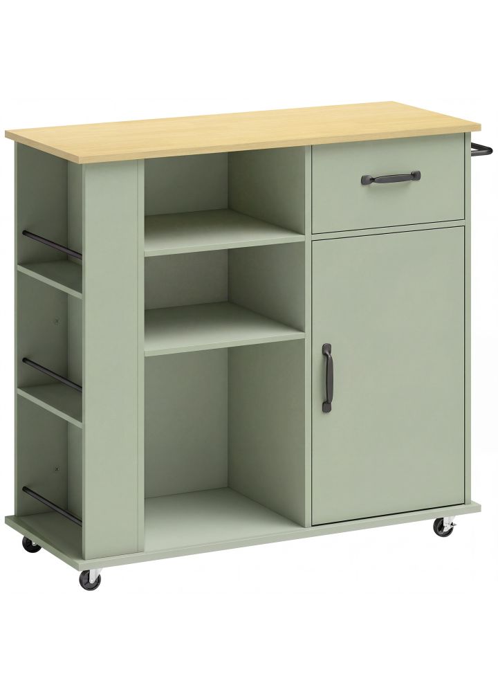 Carrito Cocina Porvoo con Ruedas Cajón Especiero Verde