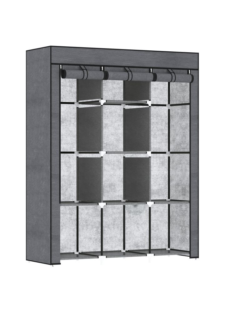 Armario Svalbard Tela Plegable 8 Estantes Gris