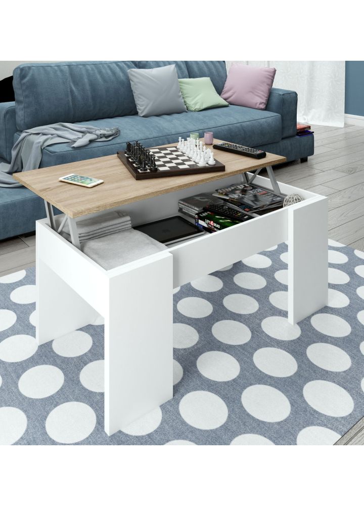 Mesa centro Viggo blanco artik y roble nórdico 100 cm