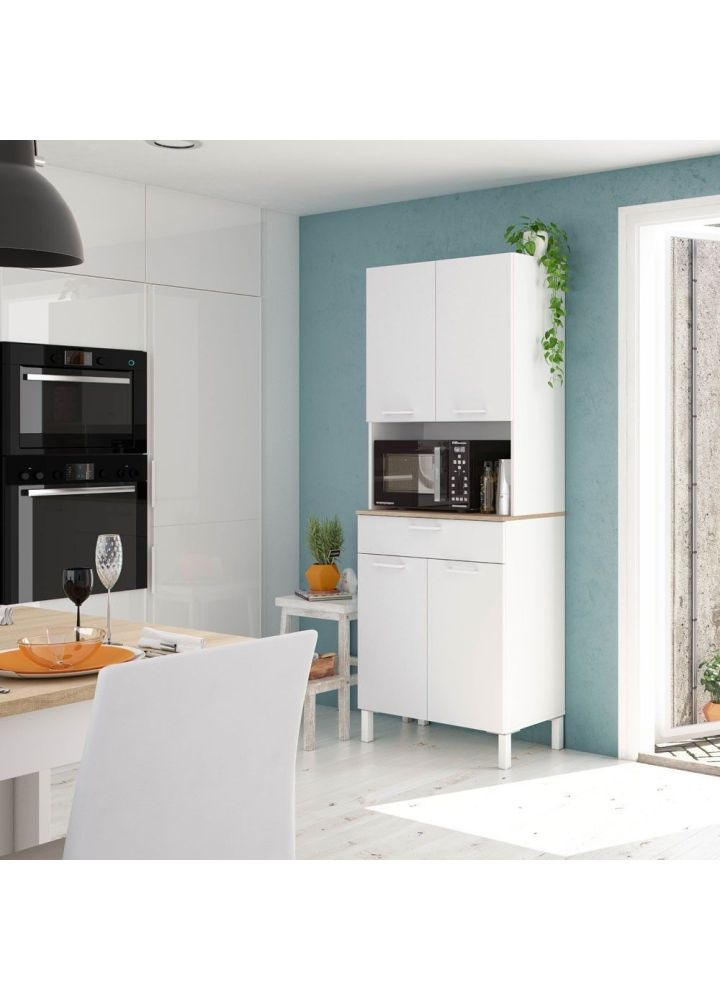 Alacena de cocina blanca Odense con hueco microondas 72 x 186 x 40 cm