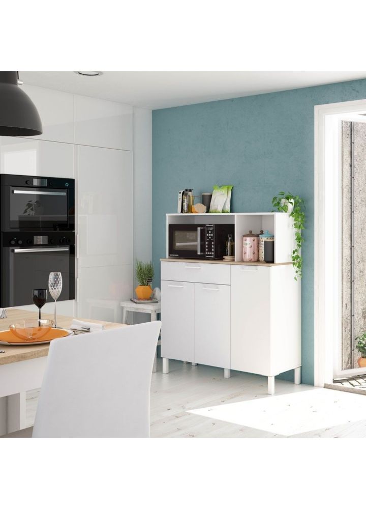 Mueble de cocina blanco para microondas Odense 108 x 126 x 40 cm