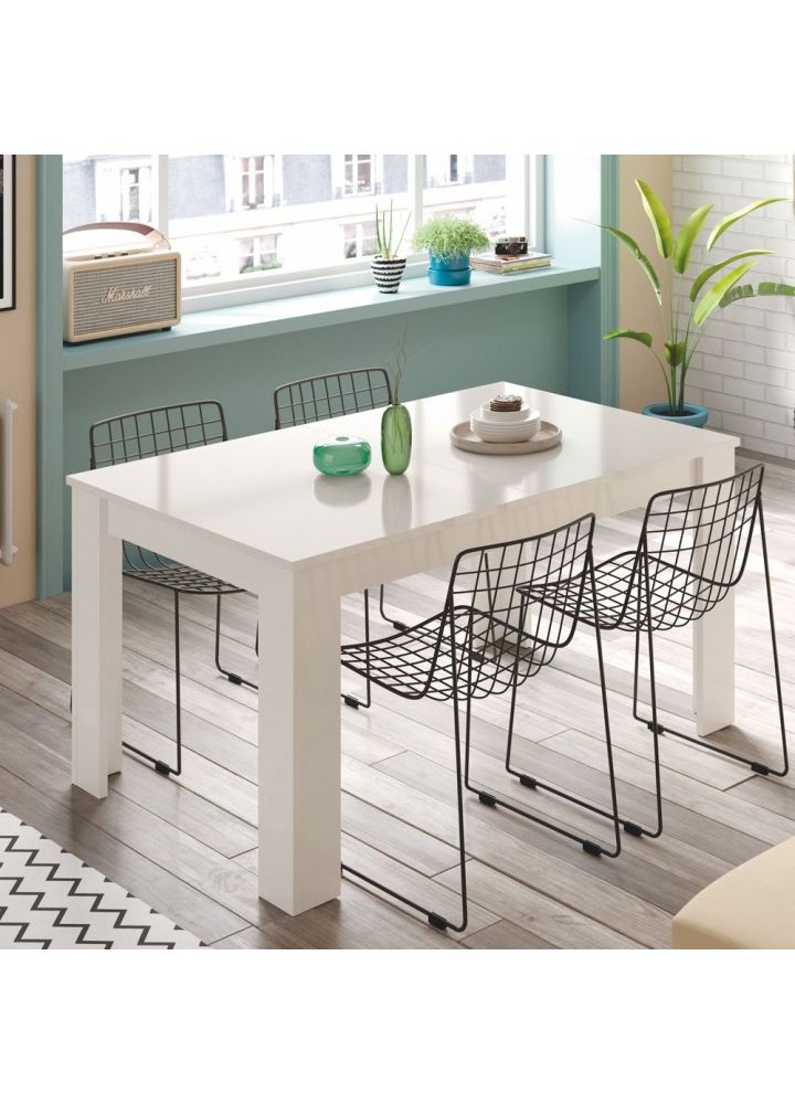 Mesa de comedor extensible Hamar blanco brillo 140-190 x 78 x 90 cm