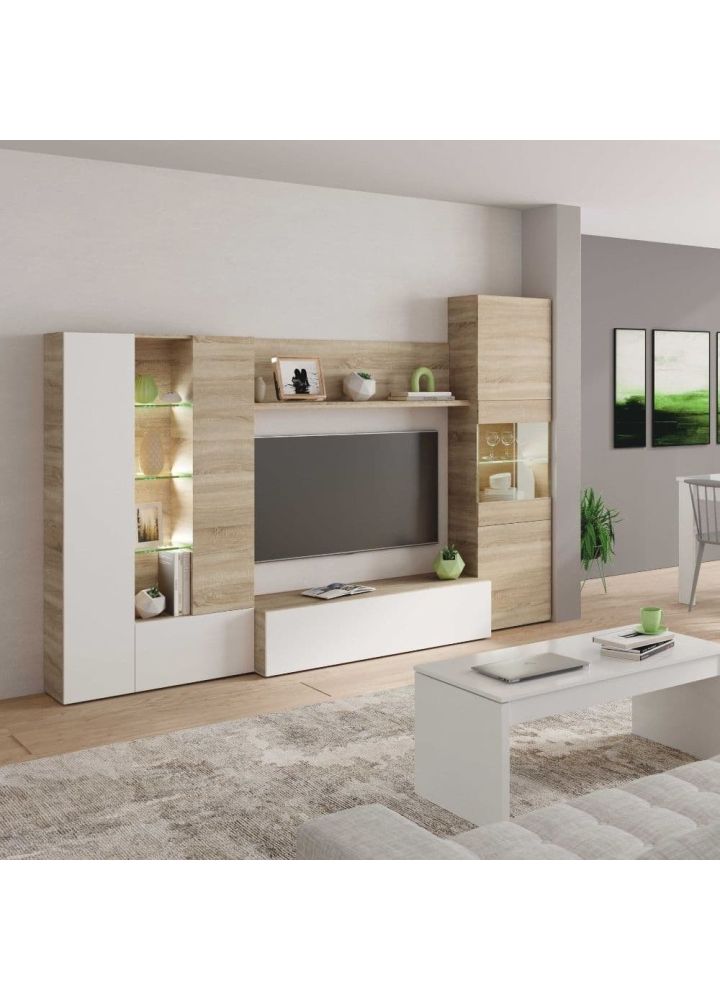 Mueble de salon comedor Aarhus con luces LED 260 x 180 x 42 cm