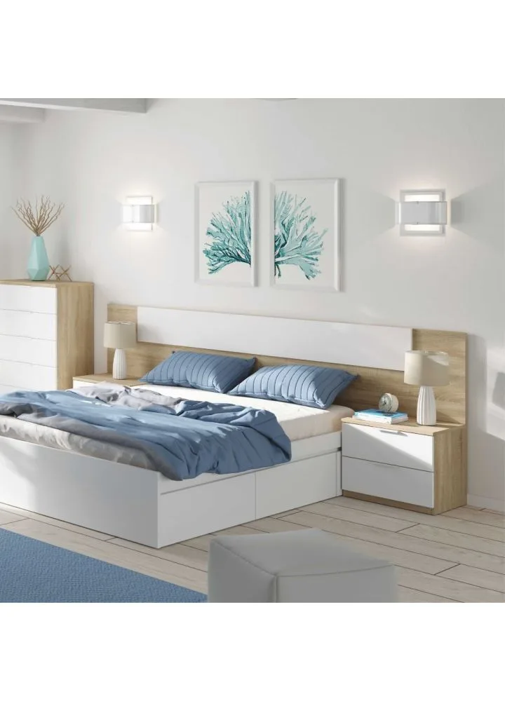 Dormitorio de matrimonio Bergen con dos mesitas 247 x 95 x 38 cm
