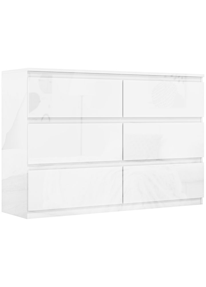 Cómoda Kalmar 6 Cajones Blanco Brillo