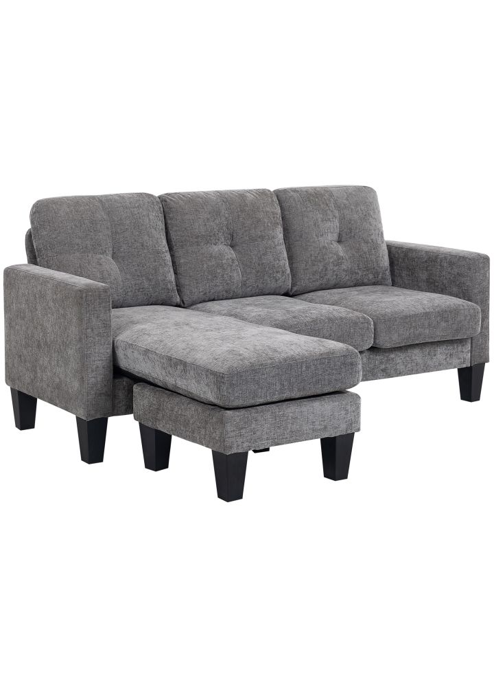 Sofá Bergen Chaise Longue Chenilla Gris Oscuro