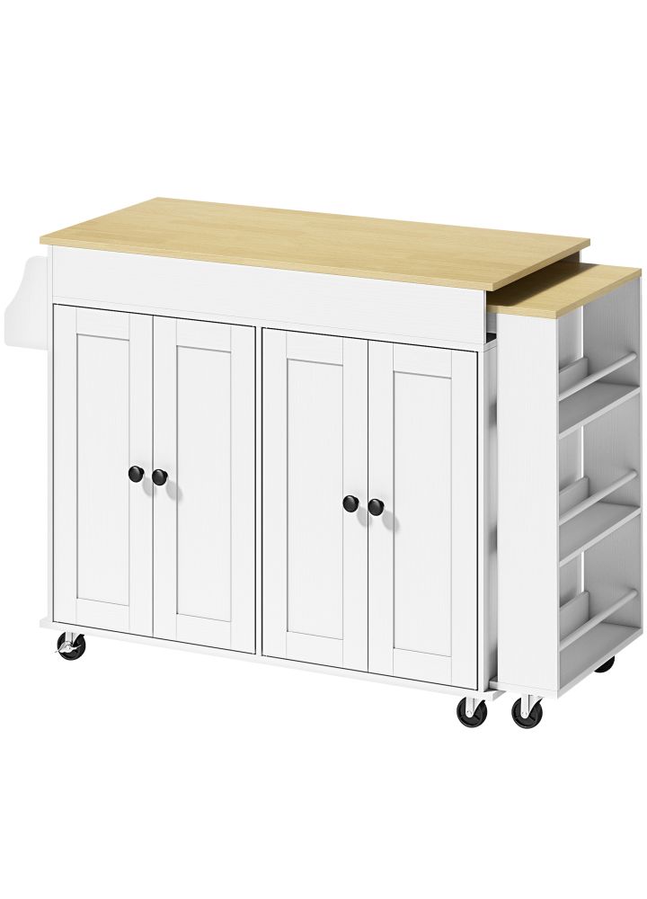 Isla Cocina Porvoo Encimera Extensible 4 Puertas Blanco