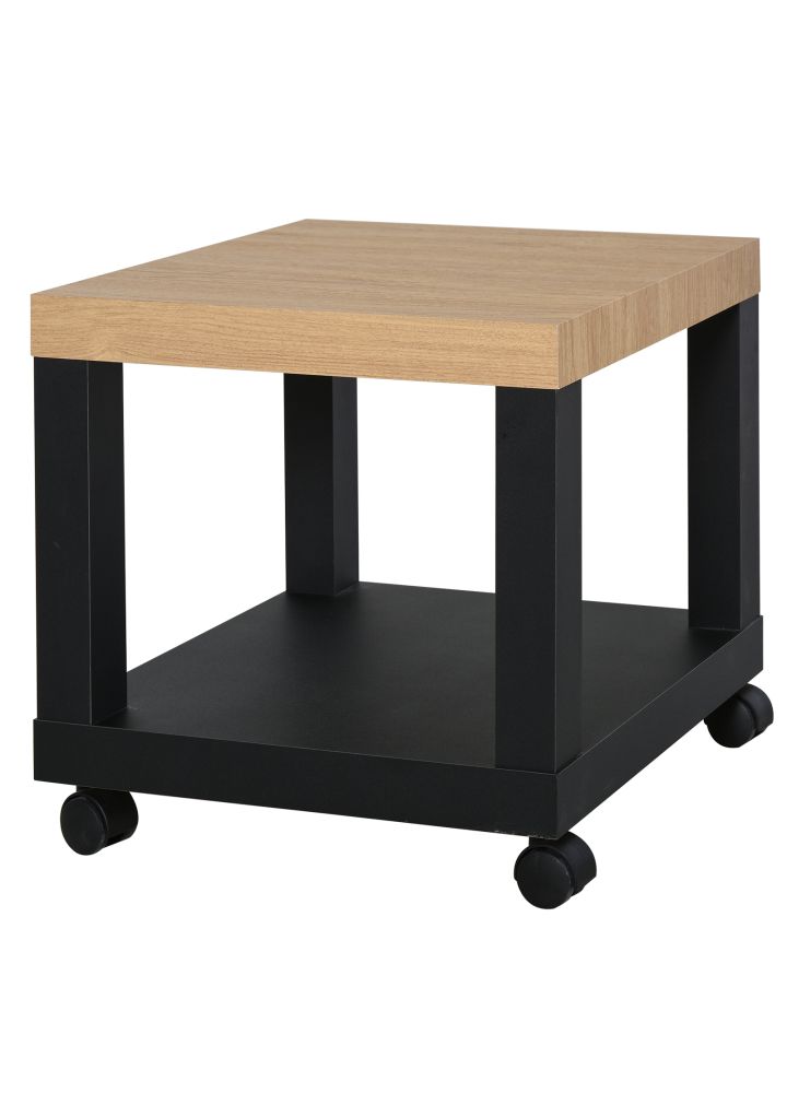 Mesa Auxiliar Copenhague con Ruedas Natural y Negro