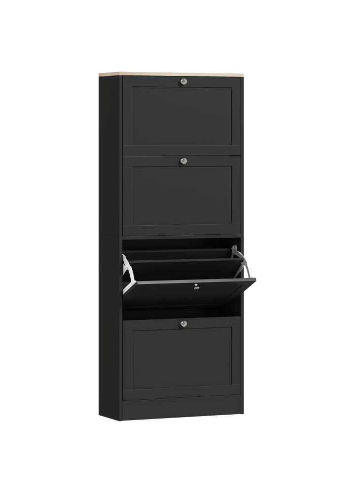 Zapatero Nordkapp 4 Cajones Abatibles Negro