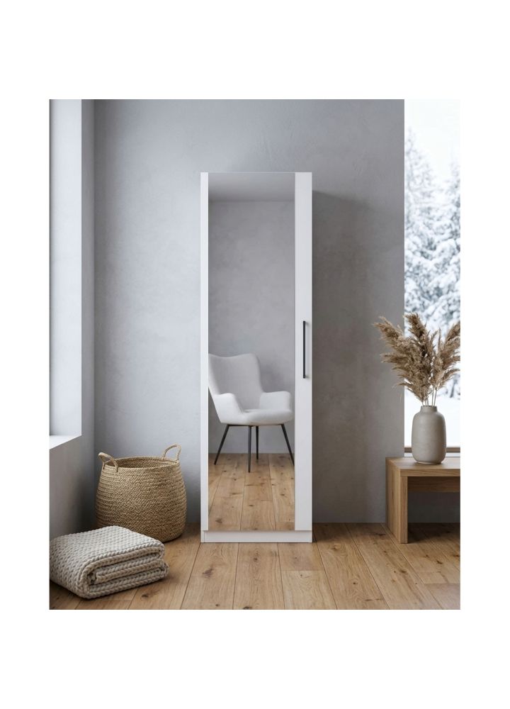 Zapatero nordico con espejo · blanco 180 cm