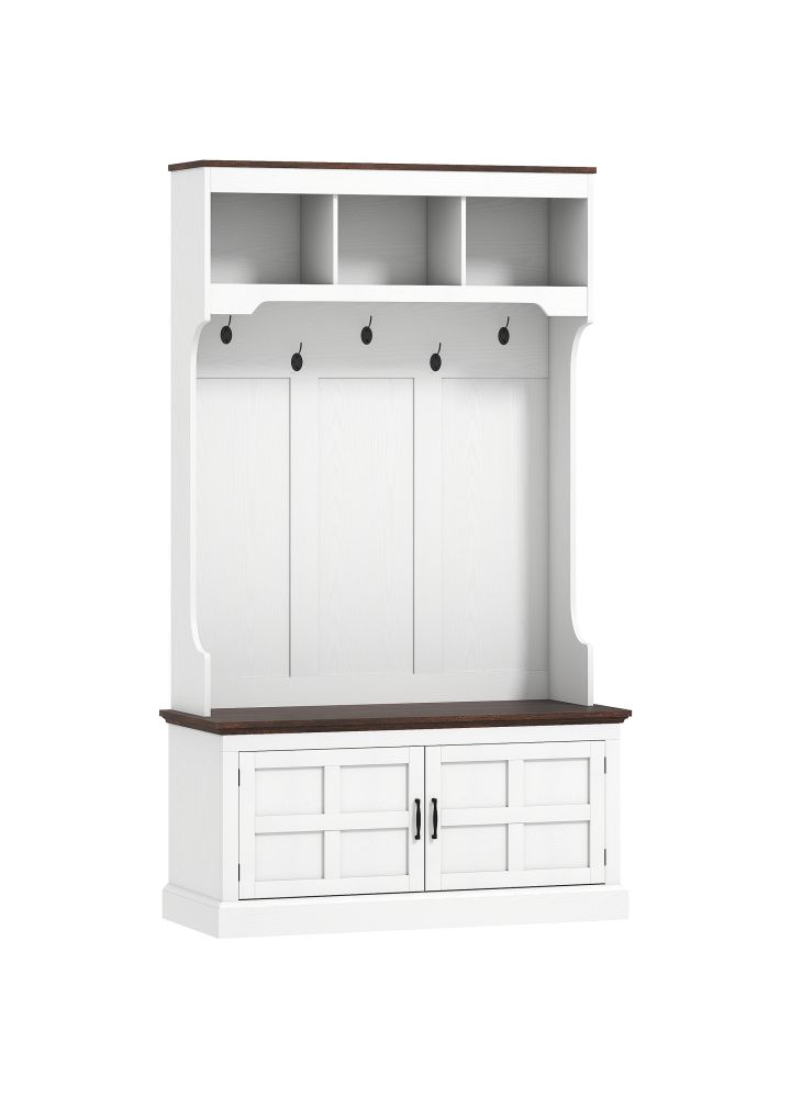 Perchero Bodø Zapatero Banco Compartimentos Blanco