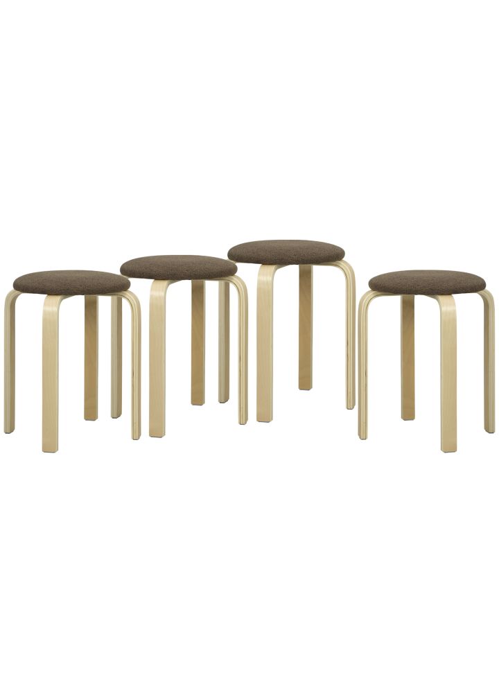 Pack 4 Taburetes Helsinki Madera Acolchados Marrón