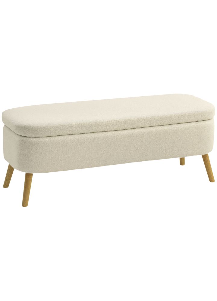 Banco Norrland Almacenaje Peluche Patas Madera Beige