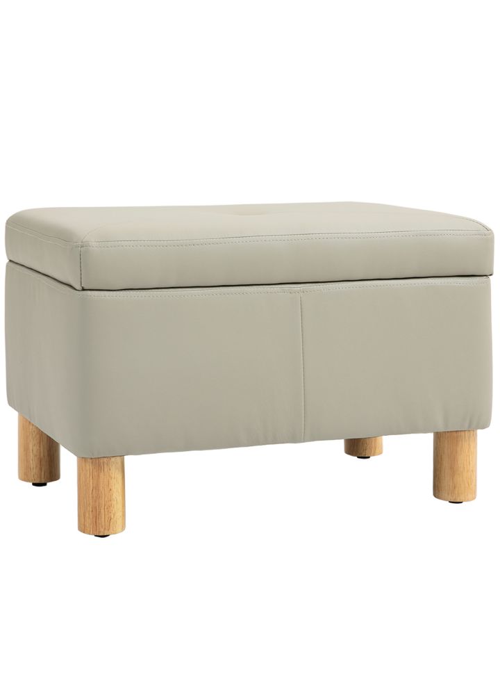 Baúl Norrland Almacenaje PU Patas Madera Gris Claro