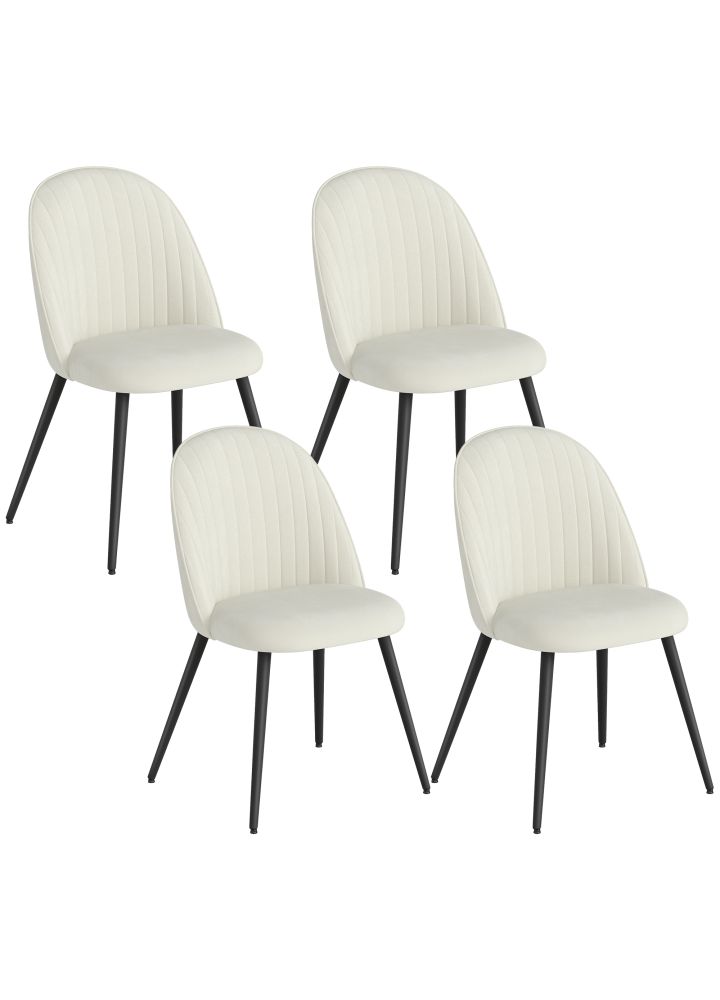 Pack 4 Sillas Kuopio Terciopelo Crema