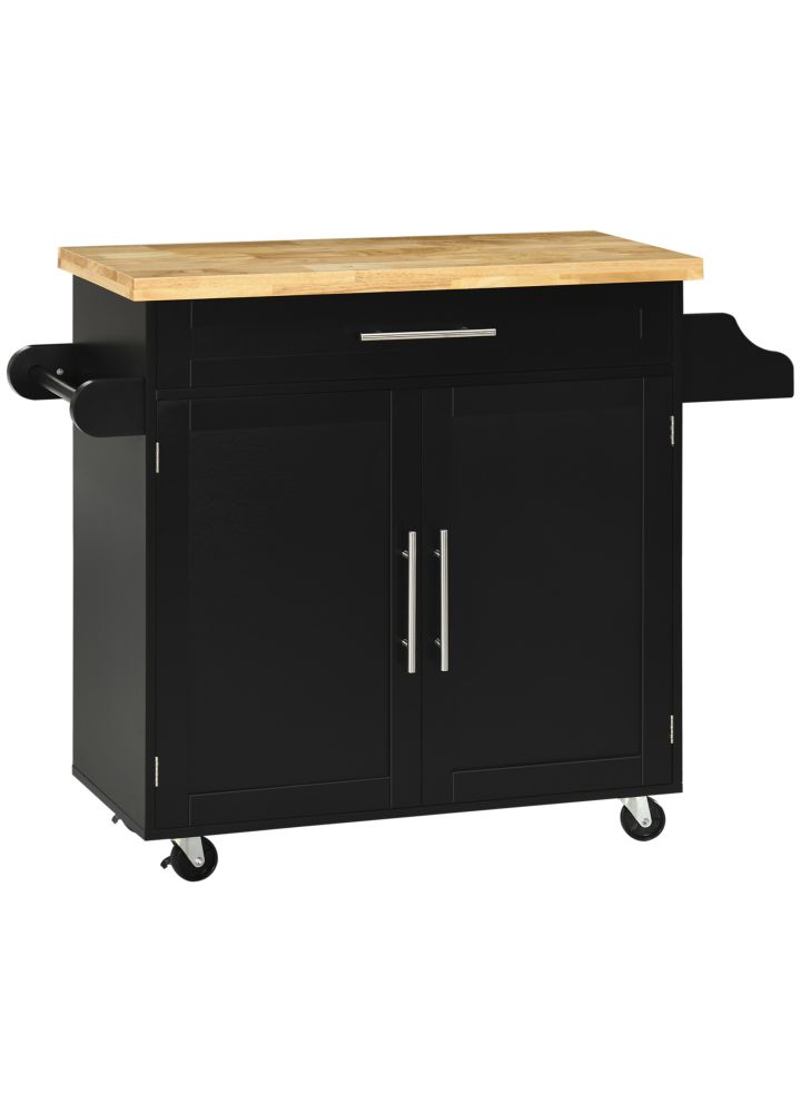 Carrito Cocina Åland Armario Puertas Cajón Barra Negro
