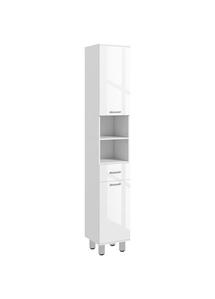 Armario Baño Oulu Alto Moderno Blanco Brillante
