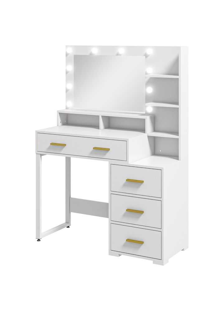 Tocador Kristiansand 9 Luces LED 4 Cajones Blanco