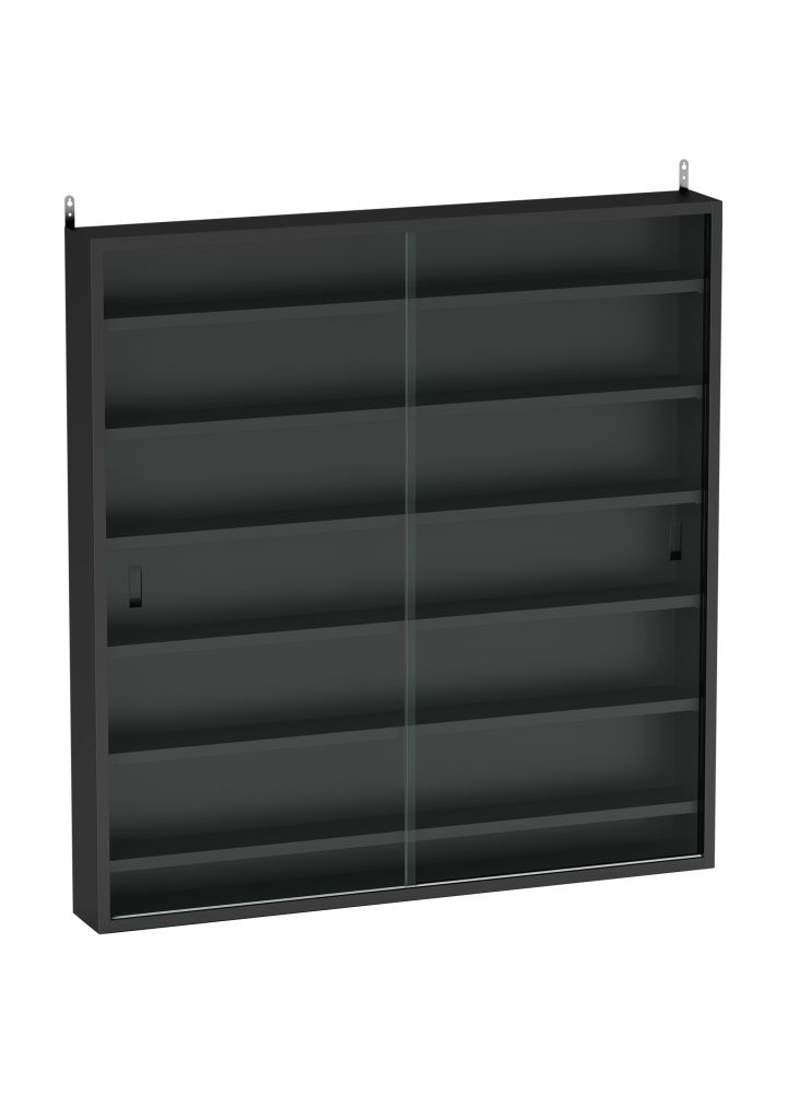 Vitrina Uppsala 6 Estantes Puertas Vidrio Negro