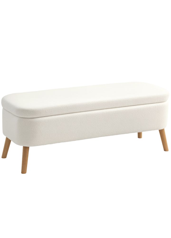 Banco Norrland Almacenaje Teddy Blanco Crema