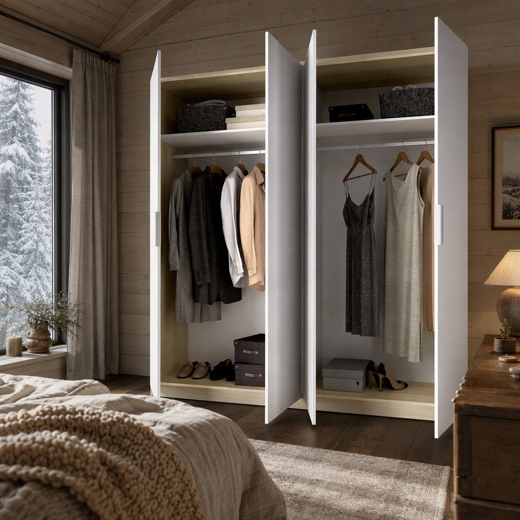 Armario 4 puertas 182x204 roble y blanco