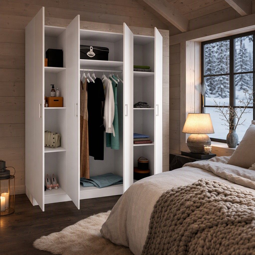 Armario 4 puertas 200x215 blanco