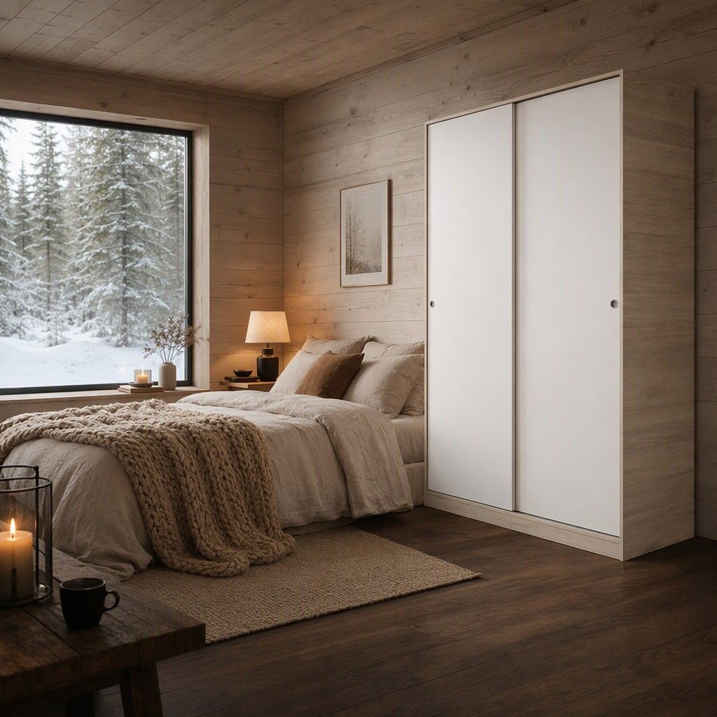 Armario Oslo correderas 120 cm · roble y blanco