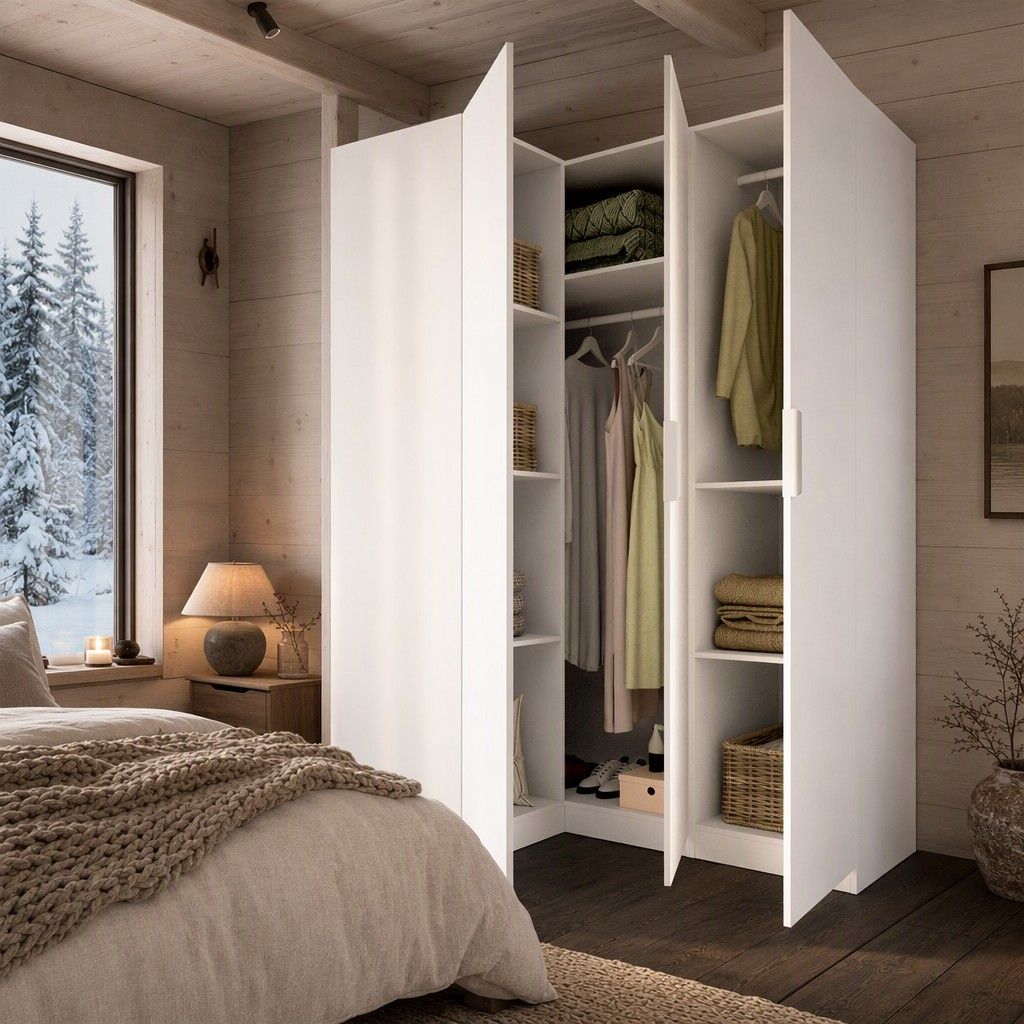 Armario rincon 3 puertas 142x204 blanco