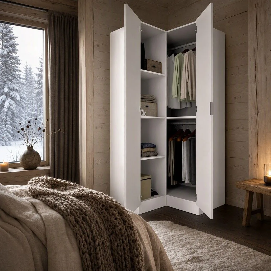 Armario rincon con puertas 90x184 blanco