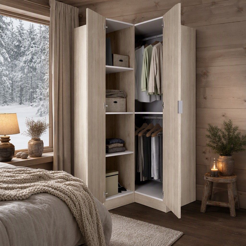 Armario rincon con puertas 90x184 natural