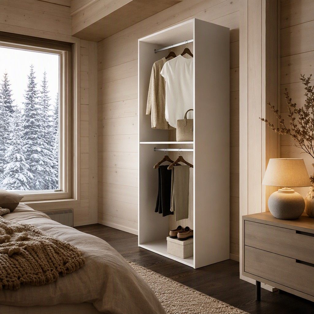 Armario-vestidor con trasera reversible 80x204 blanco y natural
