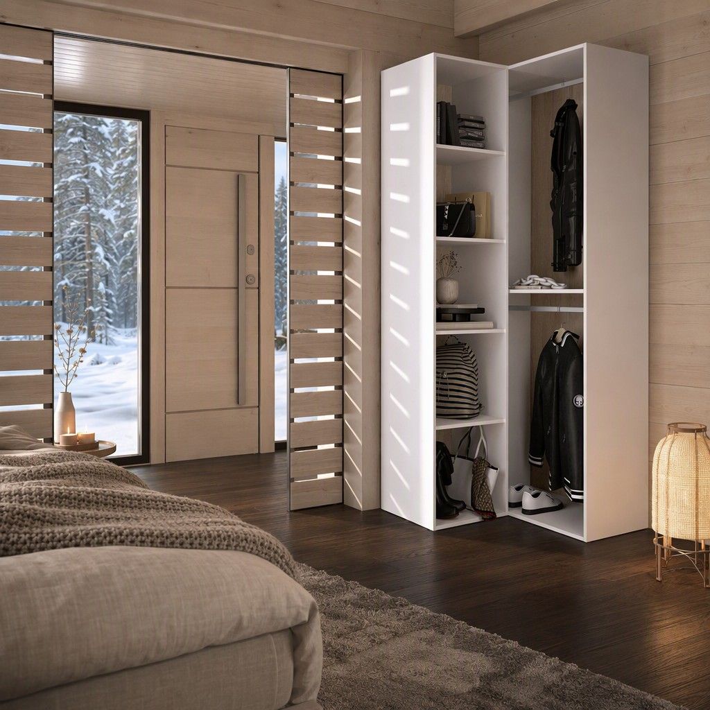Armario vestidor rinconero con trasera reversible 84x205 blanco y natural