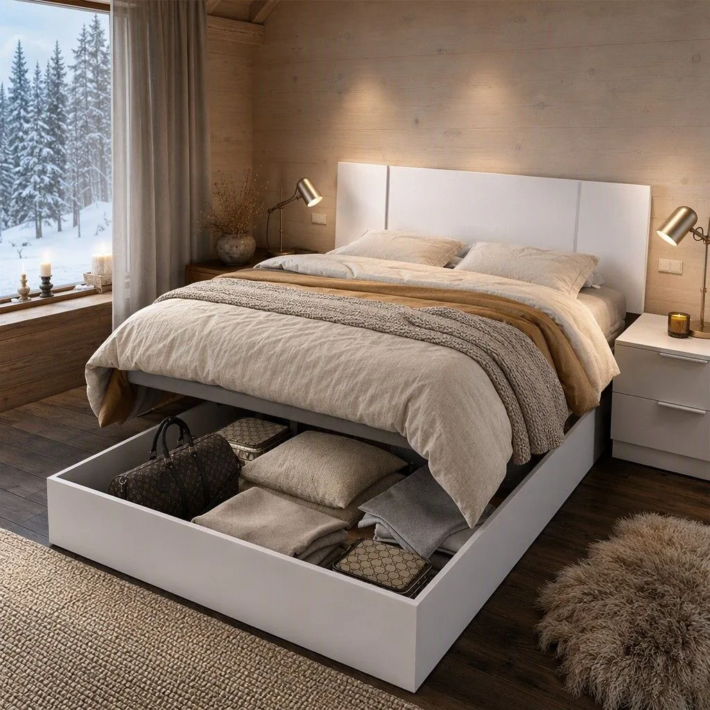 Cabezal cama 135+2 mesitas + canape recto 135 237x96 blanco