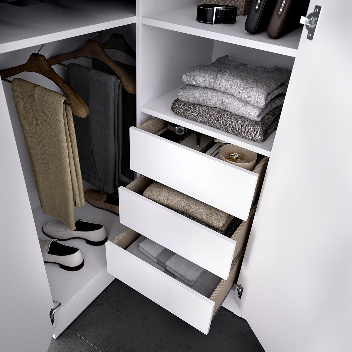 Cajonera interior 3c armario 37x60 blanco