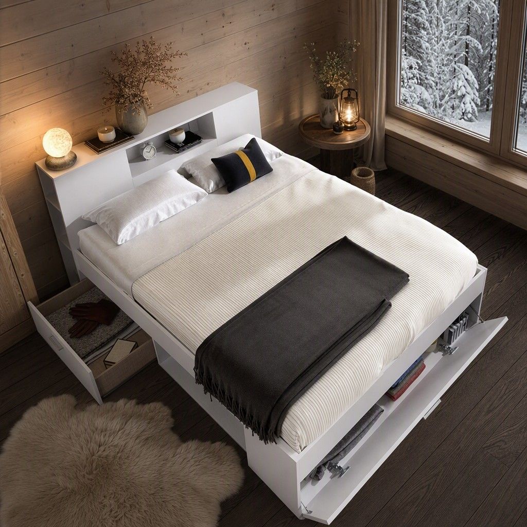 Cama compacta 135/140x190 150x95 blanco