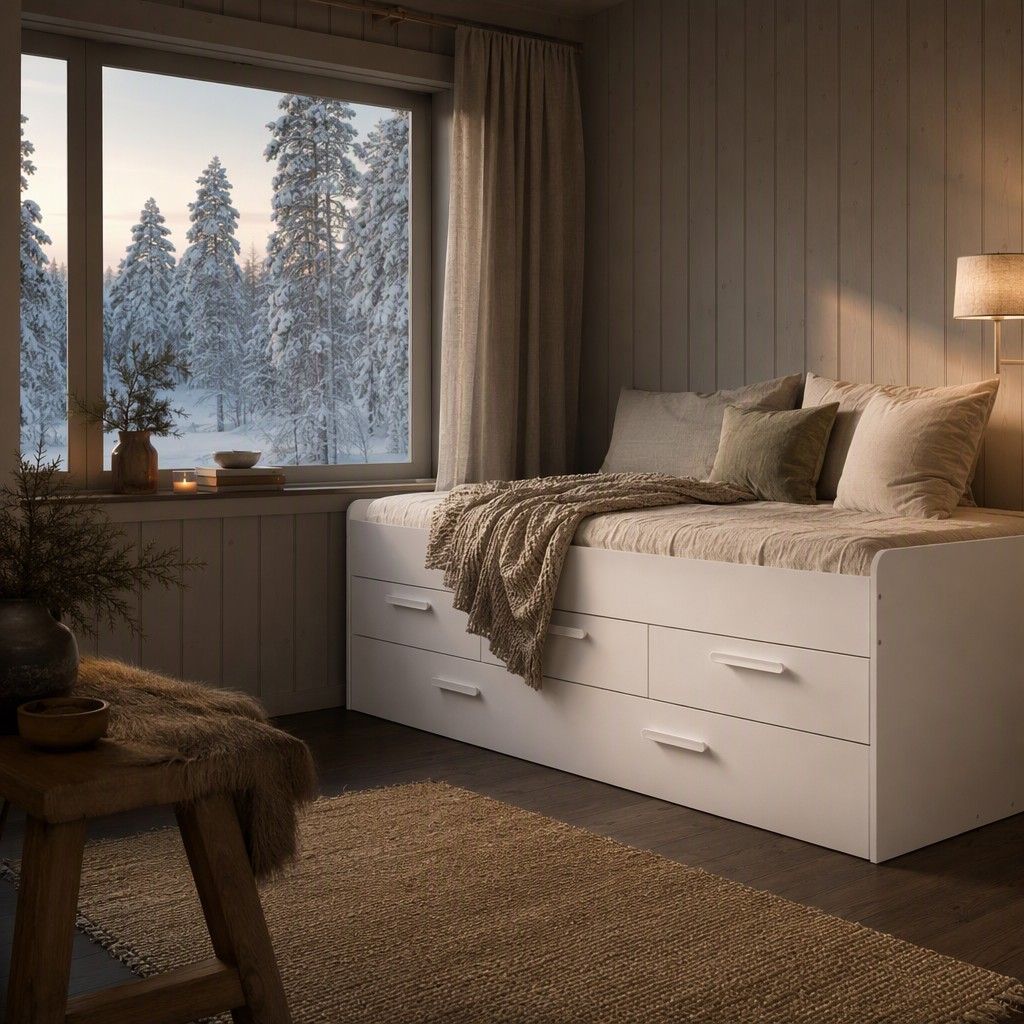 Cama compacta 90x190 194x68 blanco