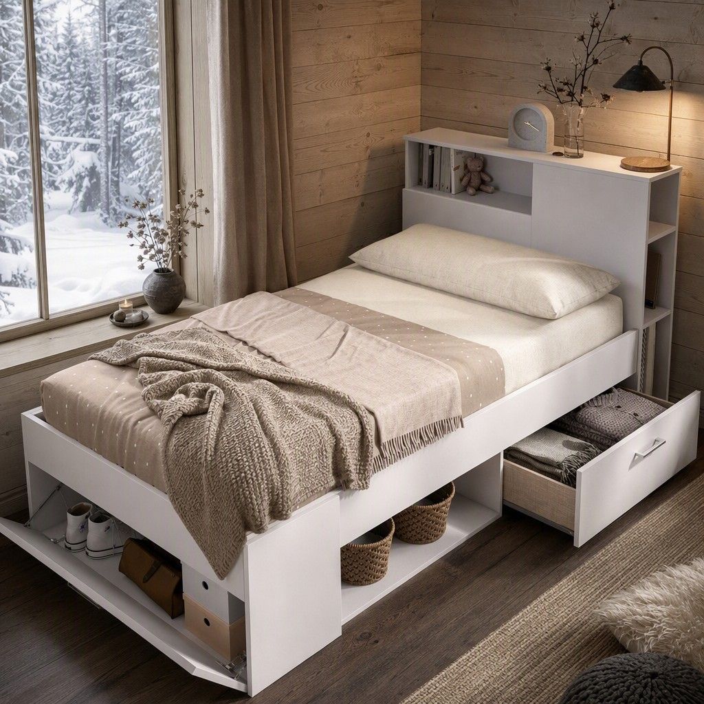 Cama compacta 90x190 218x96 blanco