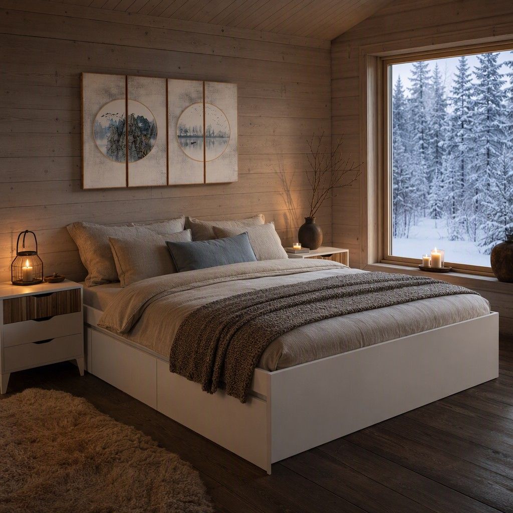 Cama Mette Blanco Nórdico 150 × 190 cm con cajones