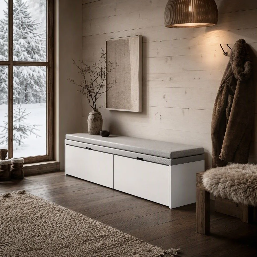 Canape recto con zapatero cama 150 149x32 blanco