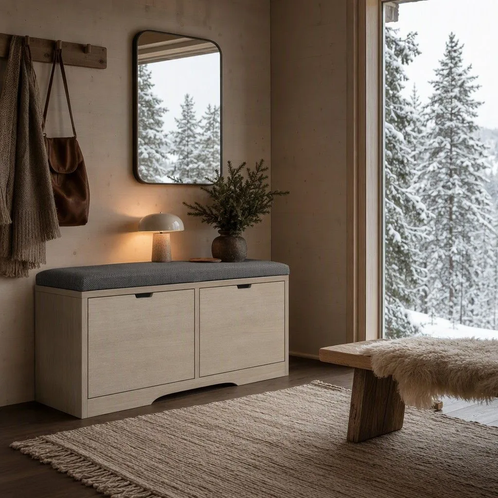 Canape recto con zapatero cama 150 149x32 natural
