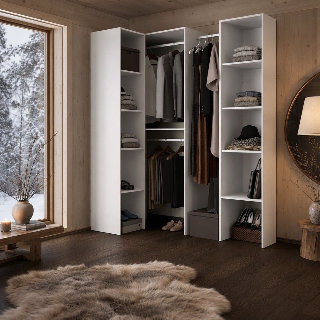 Vestidor de rincón blanco composición 3